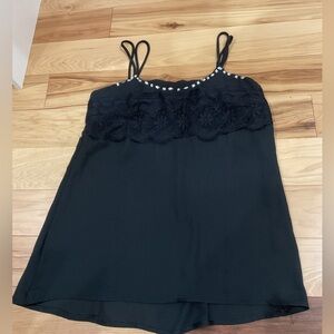 Black tank top with beaded work